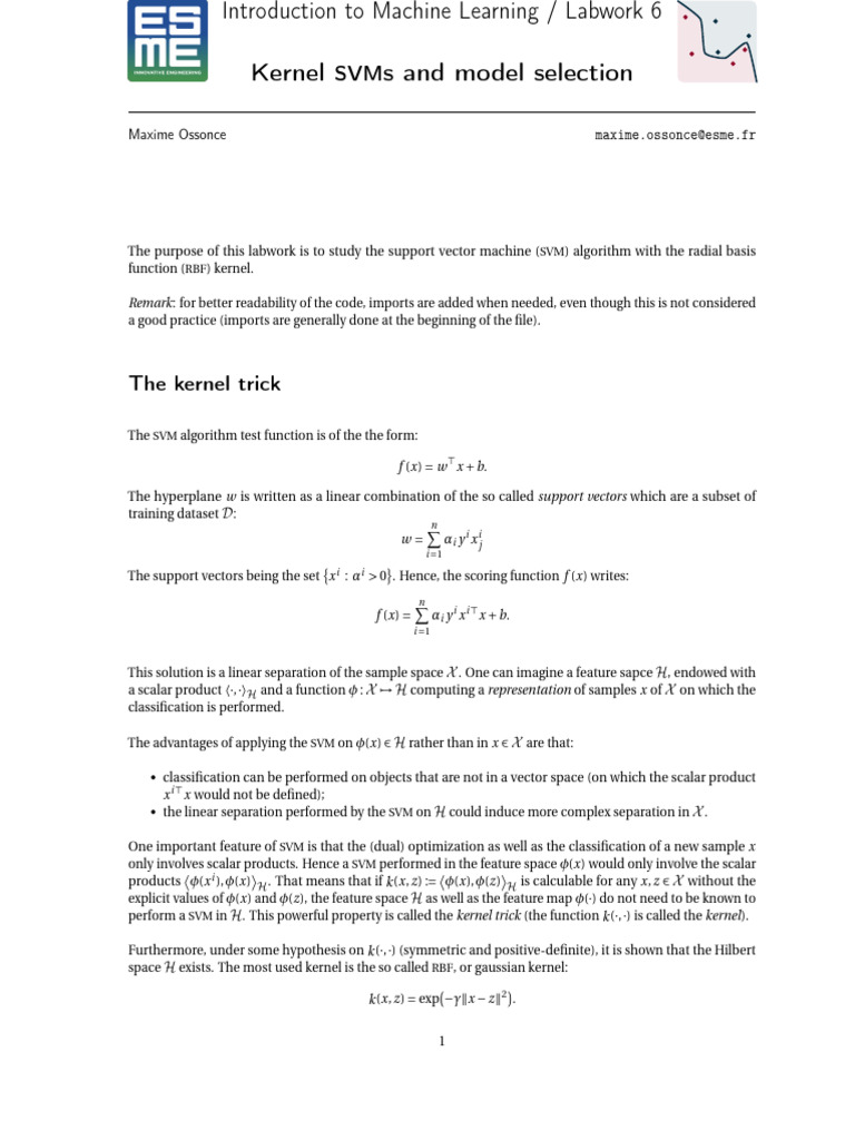 Ml lw 6 kernel svm pdf support vector machine mathematics