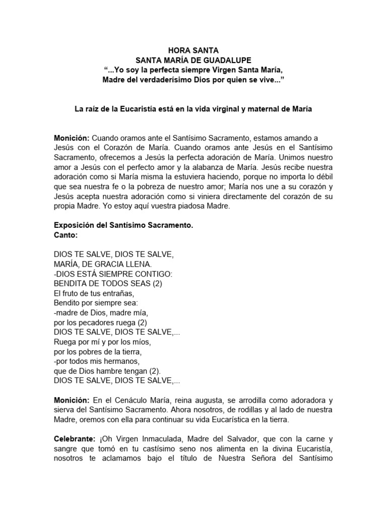 Hora Santa con María y Eucaristía | PDF | eucaristía | María, madre de ...