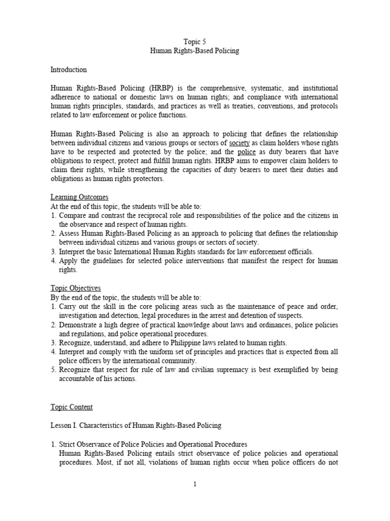 Human Rights-Based Policing Overview | PDF | International Humanitarian ...