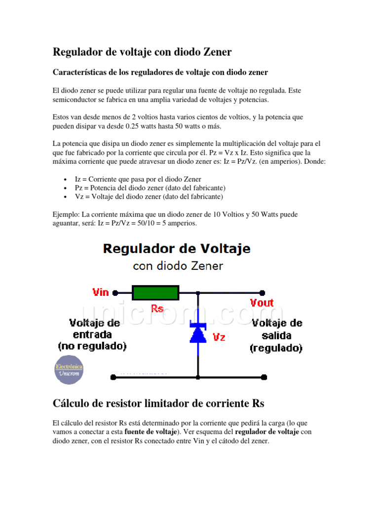 Regulador de Voltaje con Diodo Zener | PDF | Diodo | Resistor