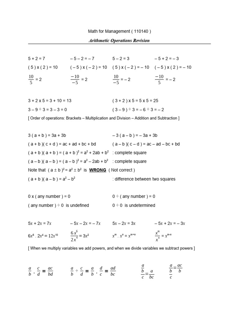 Arithmatic Operations Revision 2 | PDF | Arithmetic | Mathematics image.