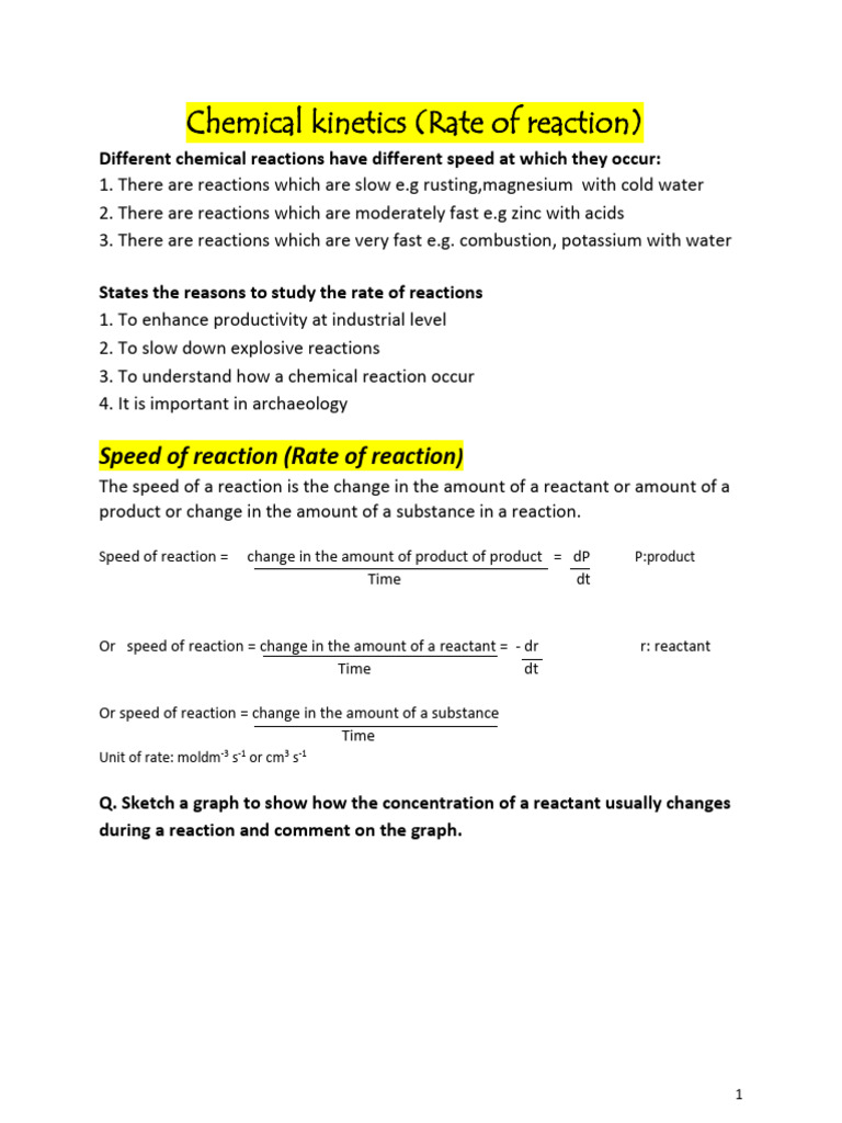 Understanding Chemical Reaction Rates | PDF | Reaction Rate | Chemical ...