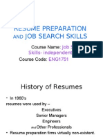 Resume Preparation and Job Search Skills