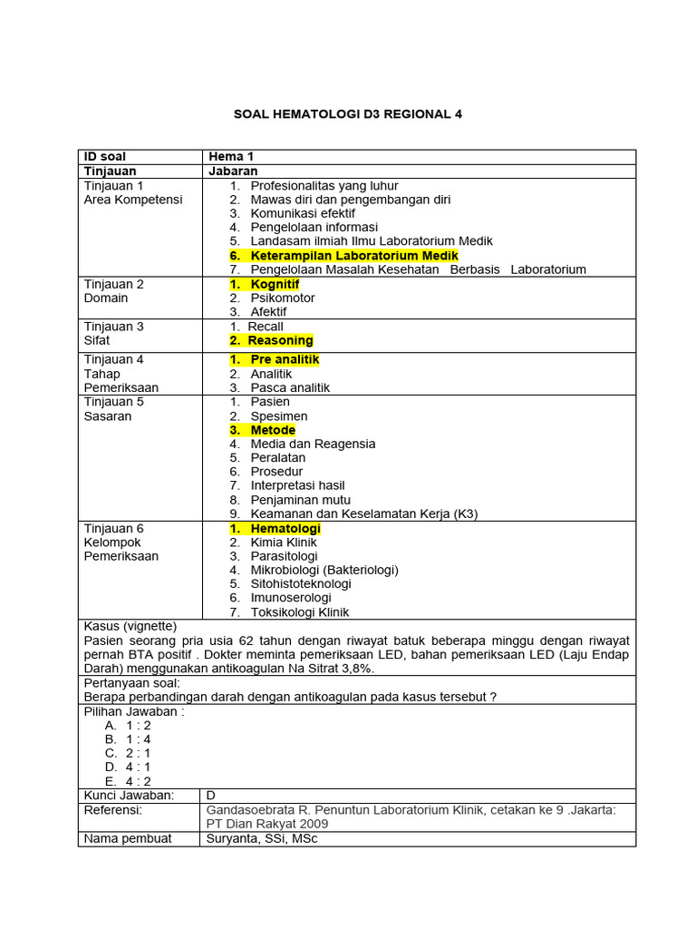 Hematologi 1 D Iii Reg Iv 2018 1 Pdf