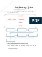 5th Grade Science Test Respiratory System Sept 6th