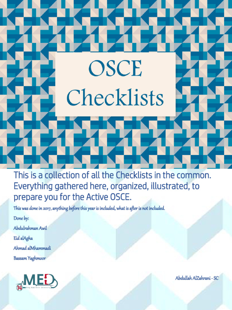 OSCE Checklists (History and Examination) | Download Free PDF ...
