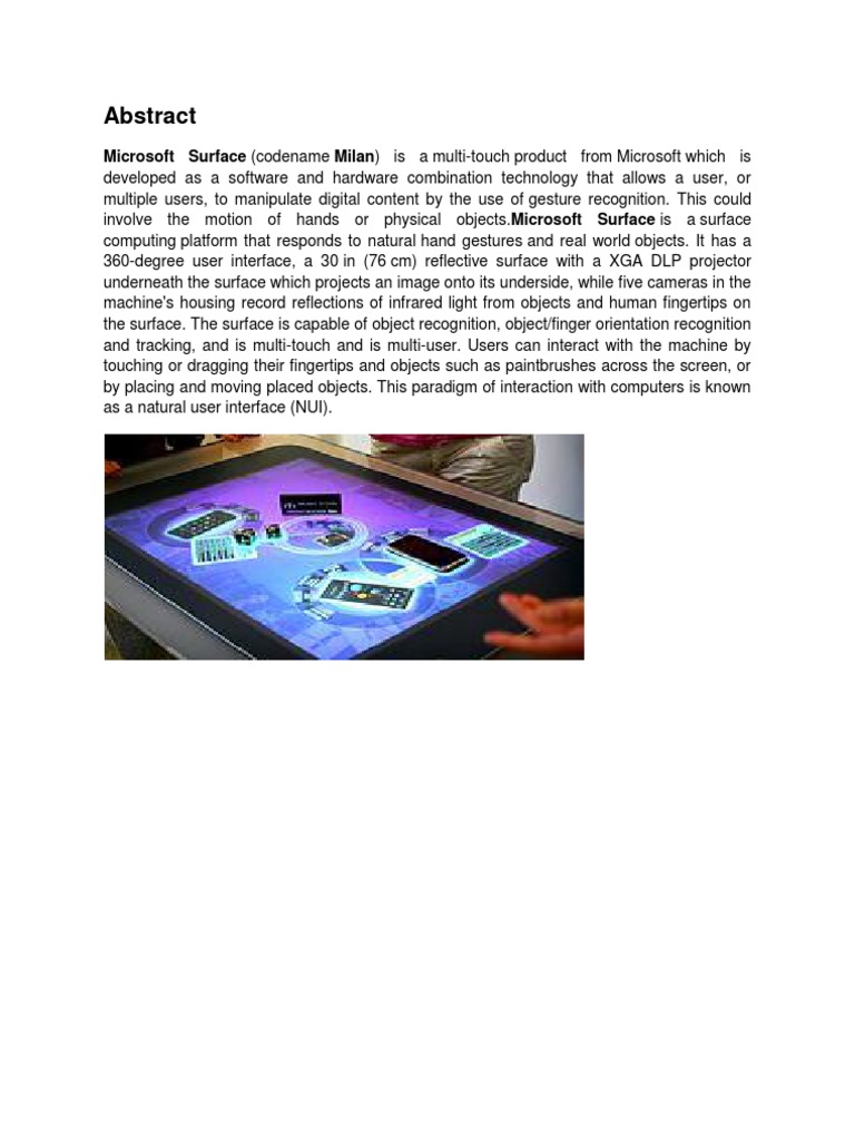 Microsoft Surface Multi-Touch Technology | PDF | Computers | Technology ...