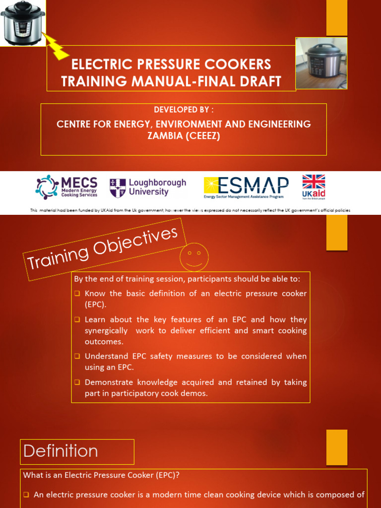 Electric Pressure Cookers Training Manual PDF Cookware And Bakeware