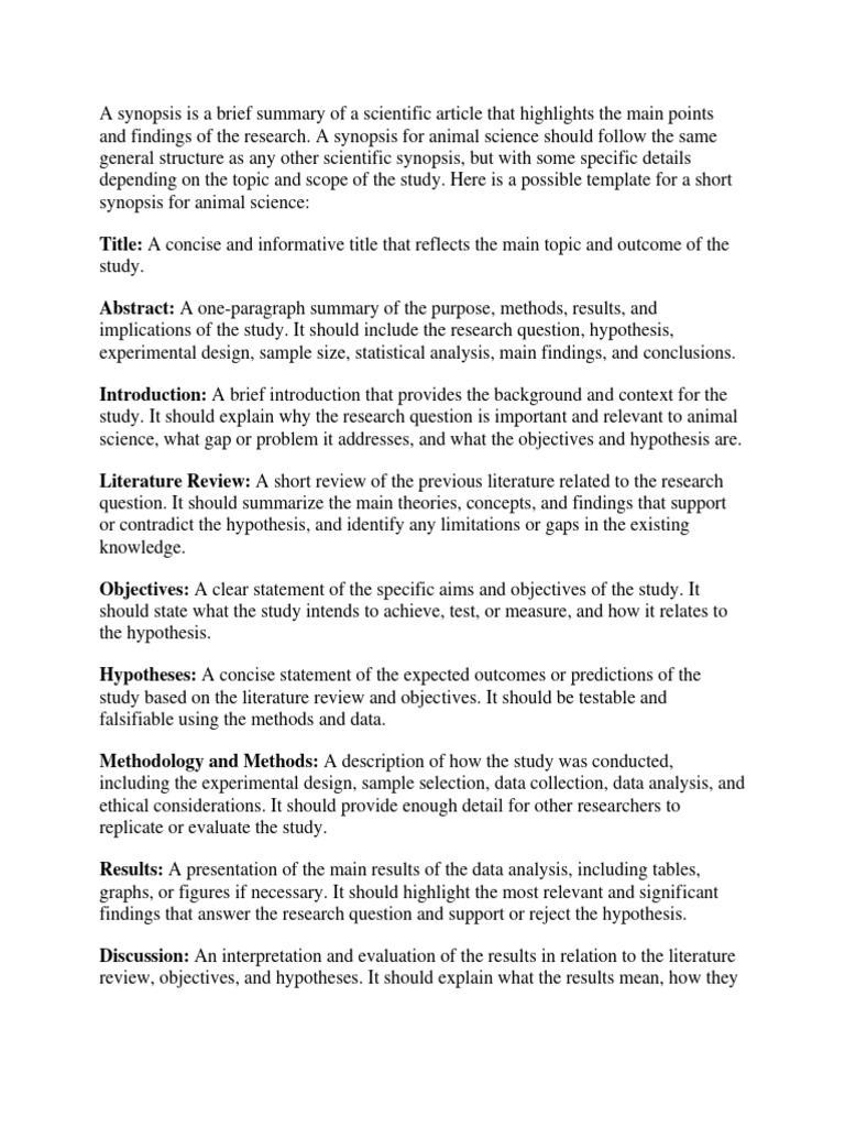 A Synopsis Is A Brief Summary of A Scientific Article That Highlights