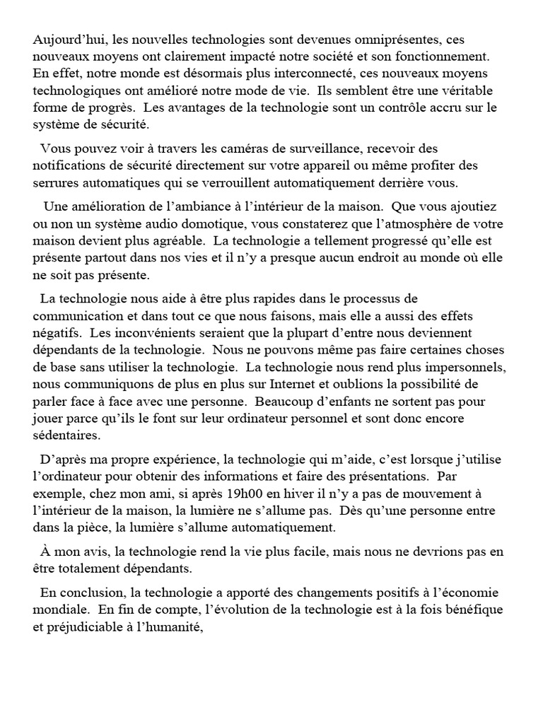Avantages et inconvénients de la technologie | PDF