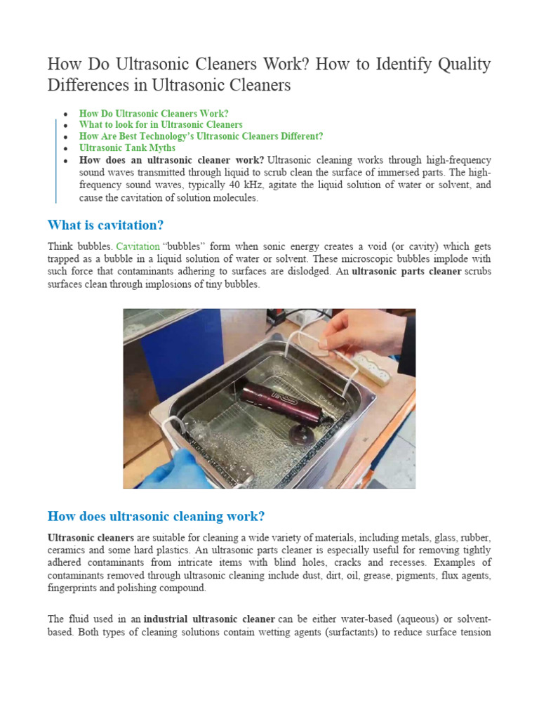 How Do Ultrasonic Cleaners Work PDF Ultrasound Materials