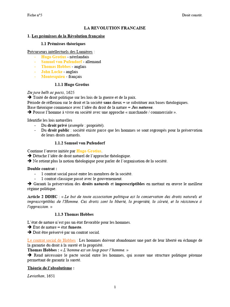 Prémisses et enjeux de la Révolution française | PDF | Loi naturelle | Veto