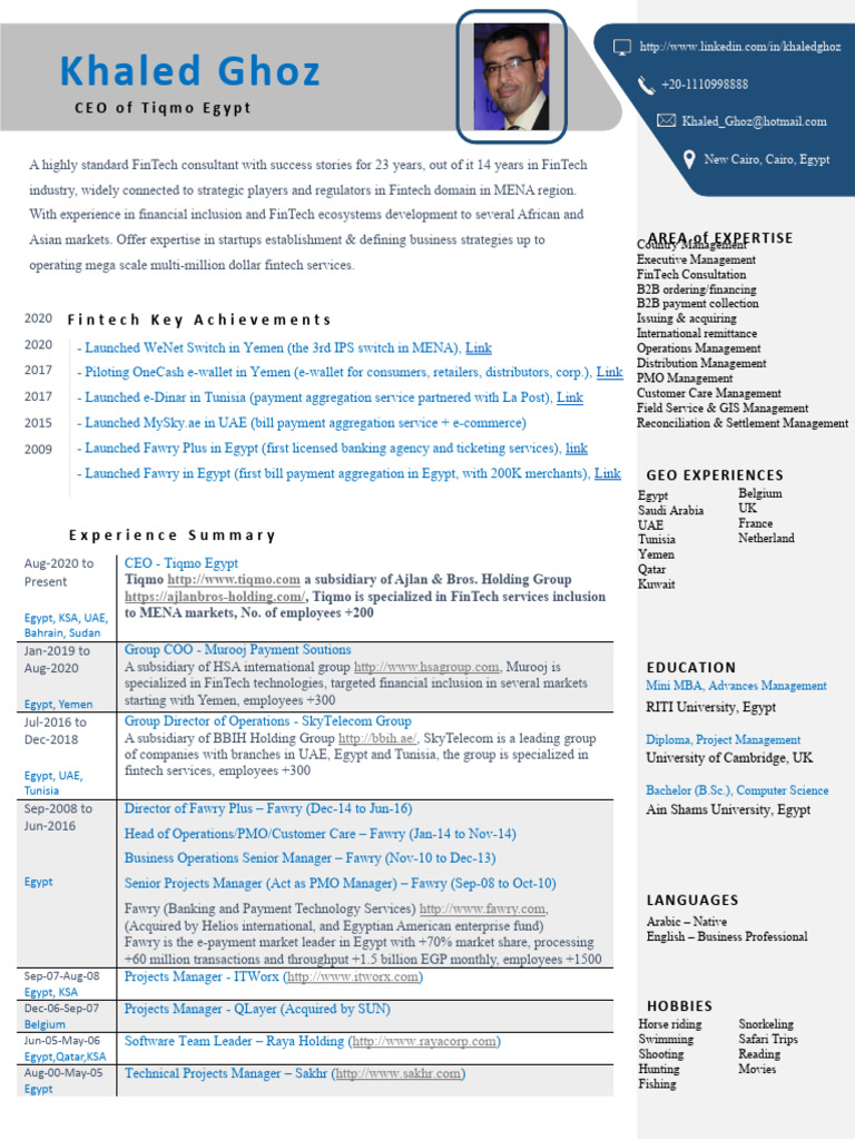 Khaled Ghoz: FinTech Leadership Profile | PDF | Retail | Point Of Sale