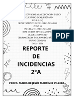 Reporte de Incidencias - 2°a