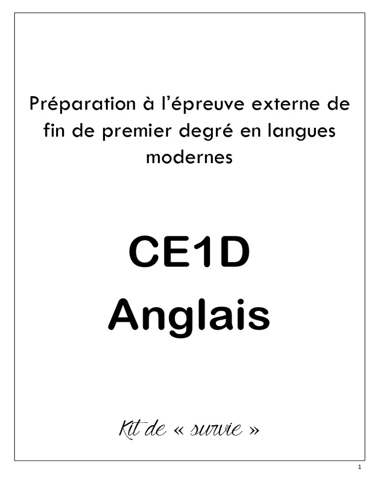 Guide CE1D Anglais : Préparation et Compétences | PDF