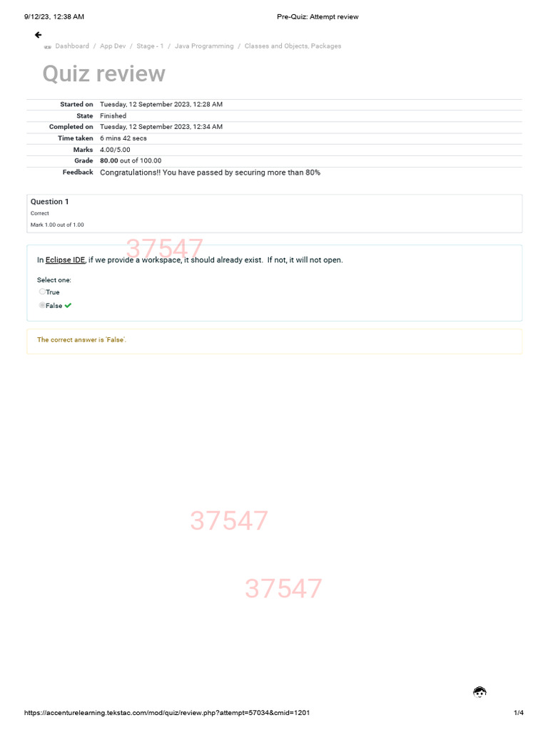 Java Classes and Eclipse Quiz Review | PDF | Computer Science ...