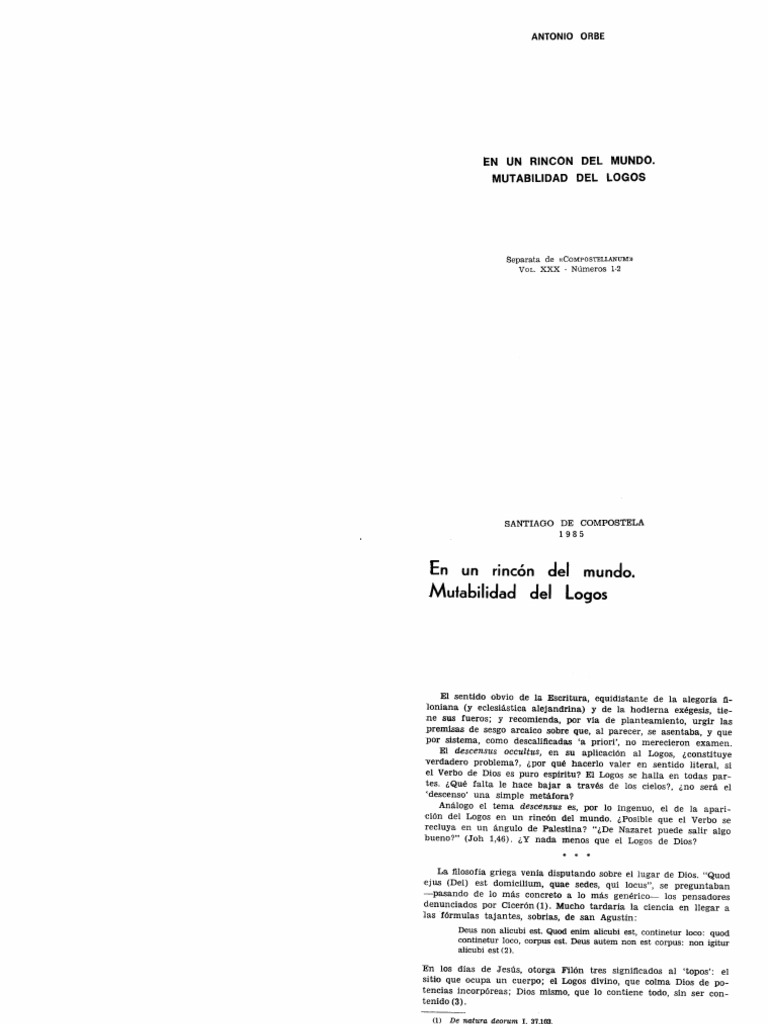 Art 97- En un rincón del mundo. Mutabilidad del Logos | PDF