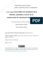 Andrada - Monjes. Una Experiencia Áulica de Enseñanza de La Función Cuadrática A Través de La Construcción de Expresiones Algebraicas