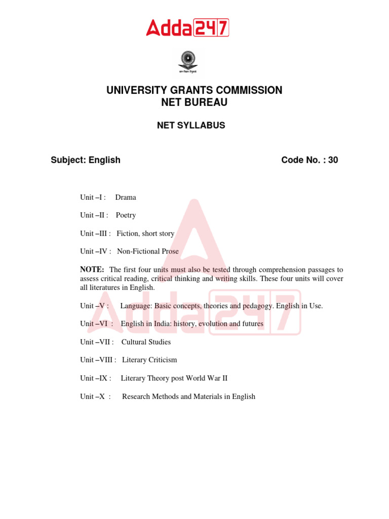 Ugc net english syllabus pdf