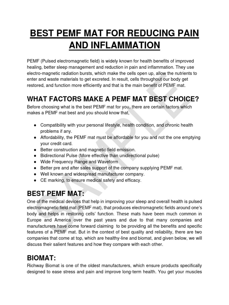 Best Pemf Mat PDF Clinical Medicine