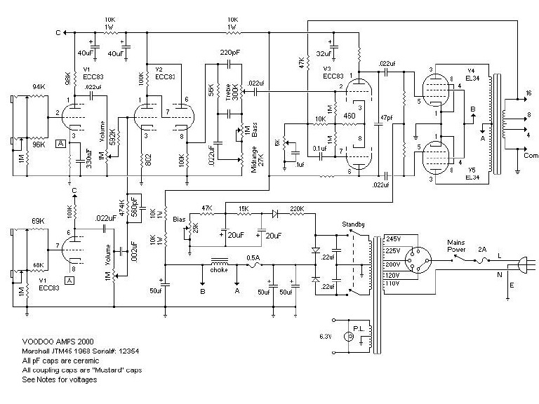 Marshall 1968 JTM 45 Schematic | PDF