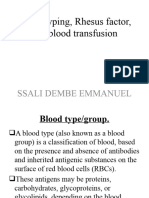 Blood Typing, Rhesus Factor, and Blood