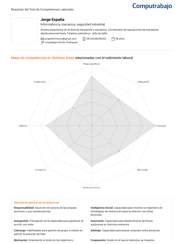 Resultados del Test de Competencias Laborales | PDF | Liderazgo ...