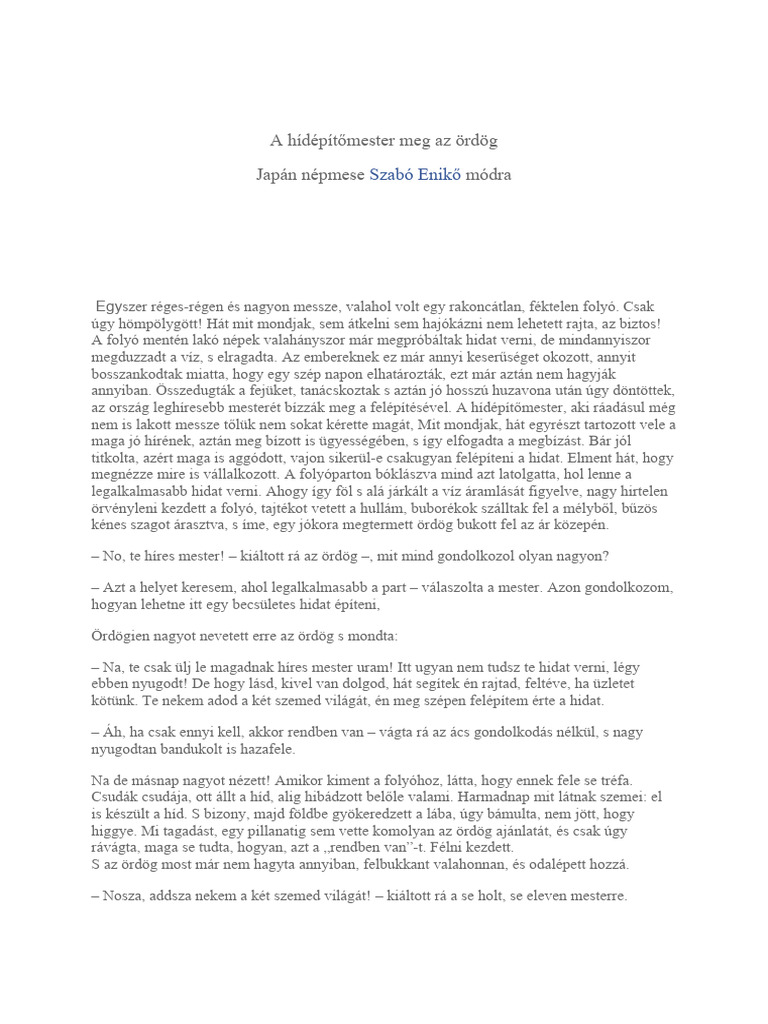 A Hídépítőmester Meg Az Ördög | PDF
