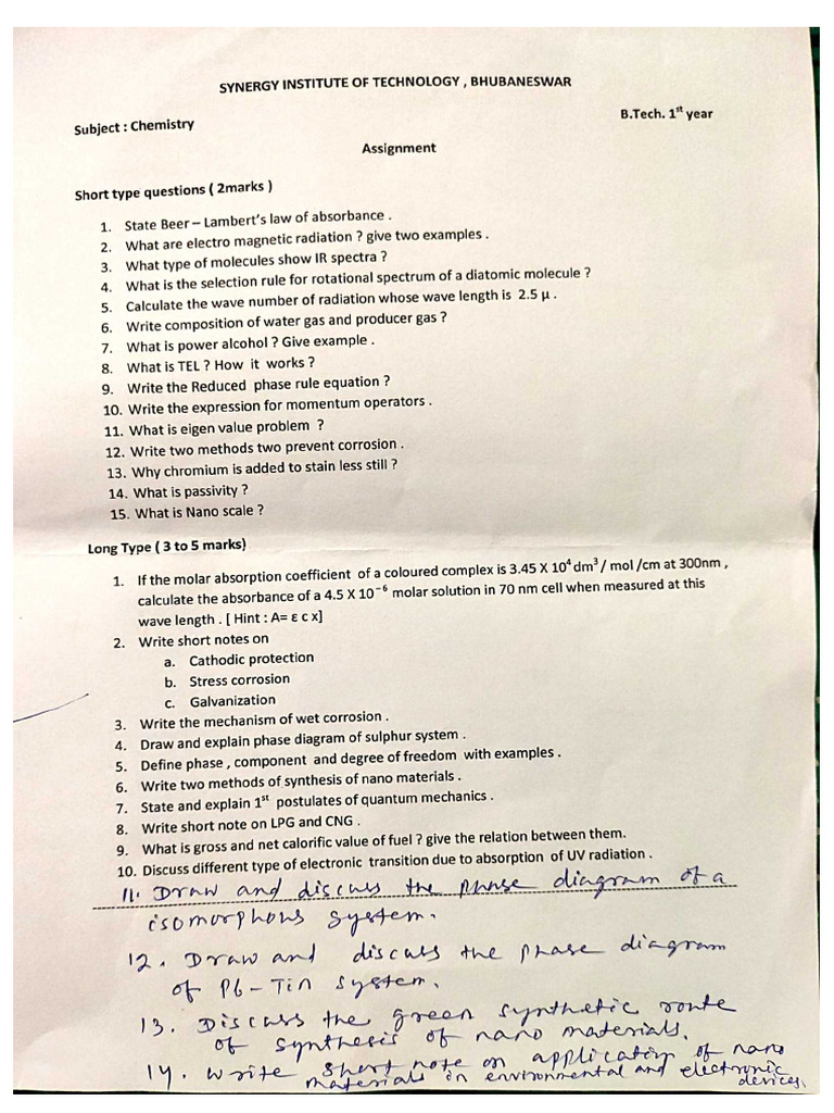 Chem Qs For Practice Pdf