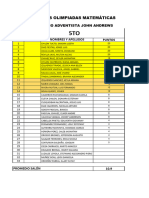 Resultados Olimpiadas Matemáticas: Colegio Adventista John Andrews