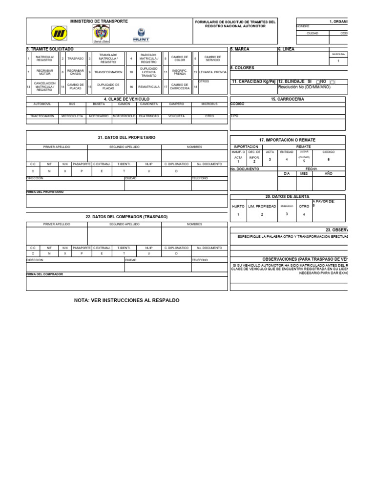 Formulario traspaso vehiculos pdf placa de matr cula del veh culo