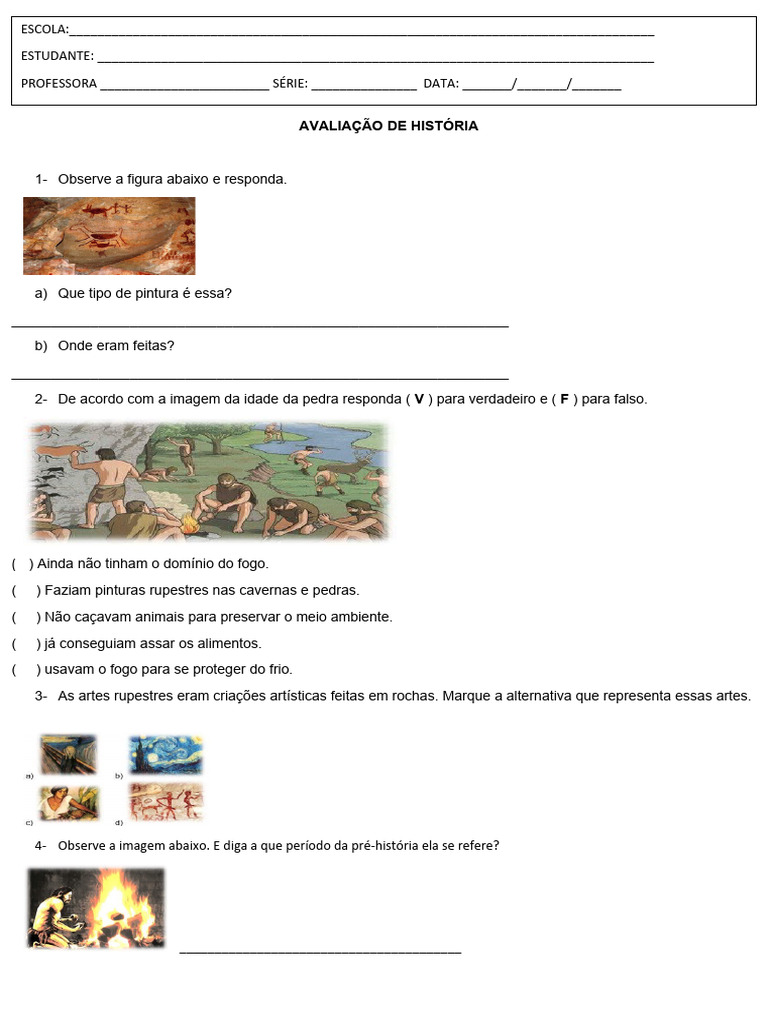 AVALIAÇÃO DE HISTORIA 5° ANO 1° BIMESTRE | PDF
