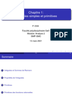 Chapitre 1: Intégrales Simples Et Primitives: Faculté polydisciplinaire-Safi-Module: Analyse 2 SMP-SMC