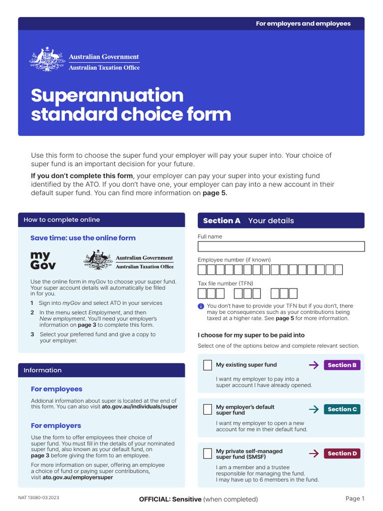 Superannuation Choice Form PDF Economies