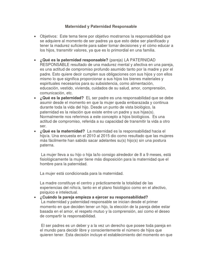 Paternidad Responsable Pdf Pdf Familia Amor