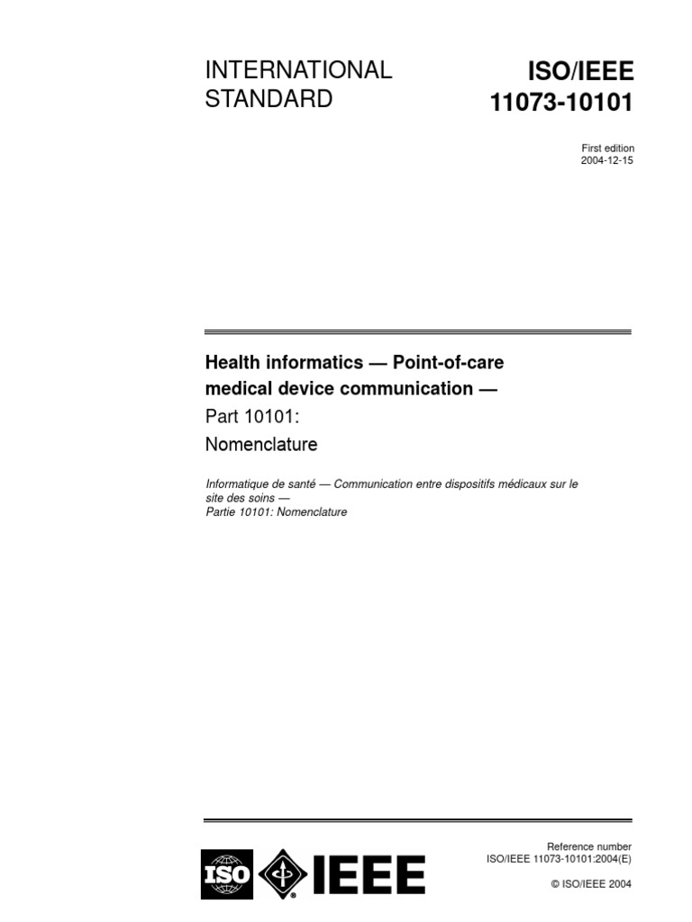 Iso Ieee 11073-10101 | PDF | International Organization For Standardization