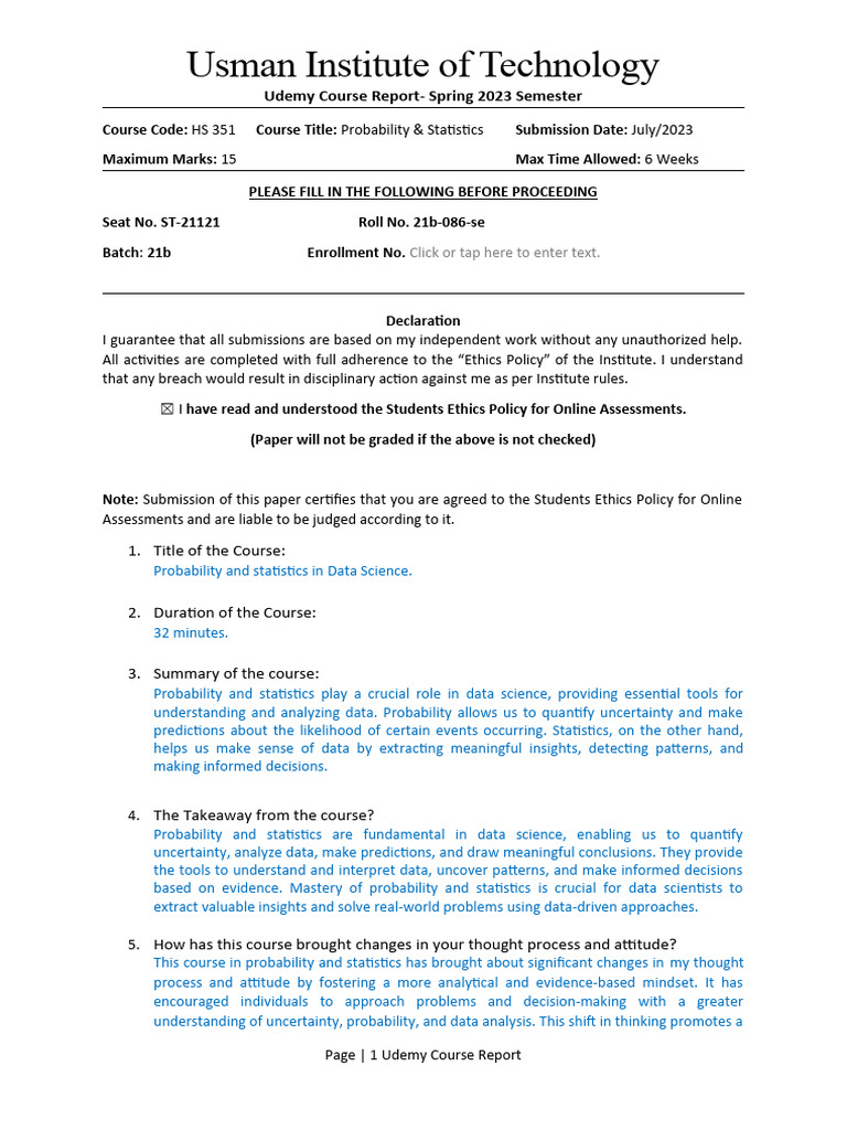 Probability and Statistics in Data Science | PDF | Statistics | Probability
