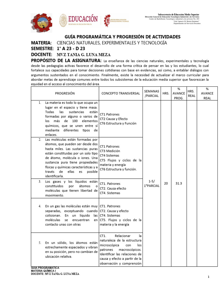 Guia Programatica Cneyt2023 | PDF | Importar | Química