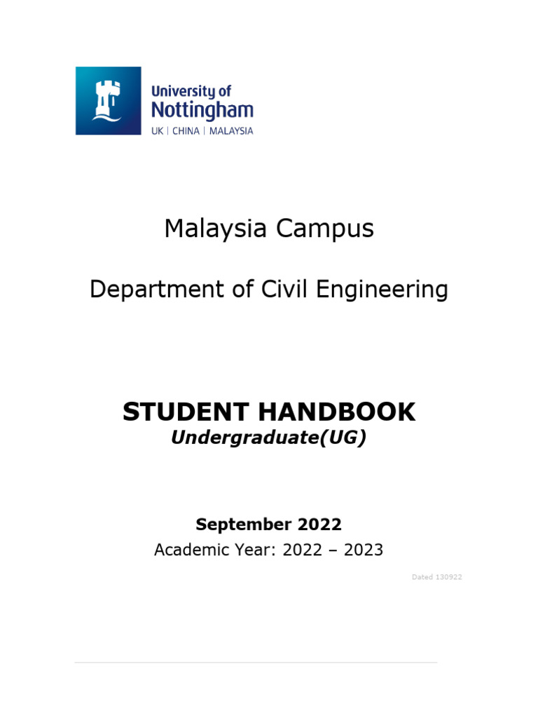 Civil Engineering Student Handbook-2022-23 | PDF | Academic Degree ...