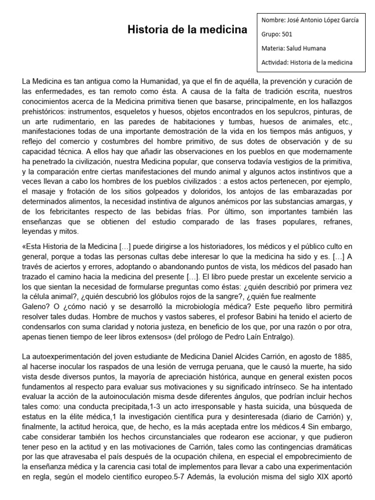 Historia de La Medicina PDF Medicina Cuidado de la salud