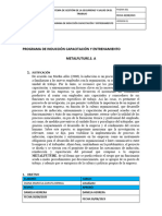 Programa de Inducción Capacitación Y Entrenamiento Metalfuture.S. A 1