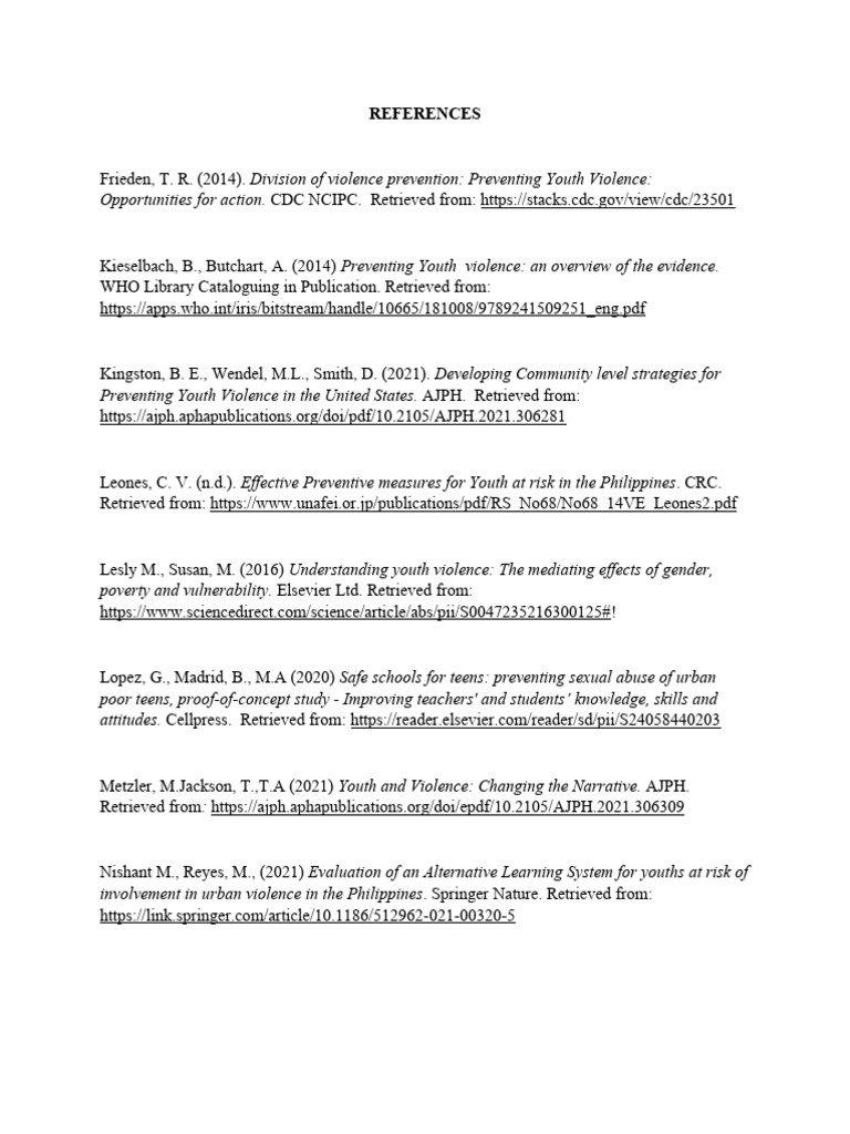 Apa References Tables