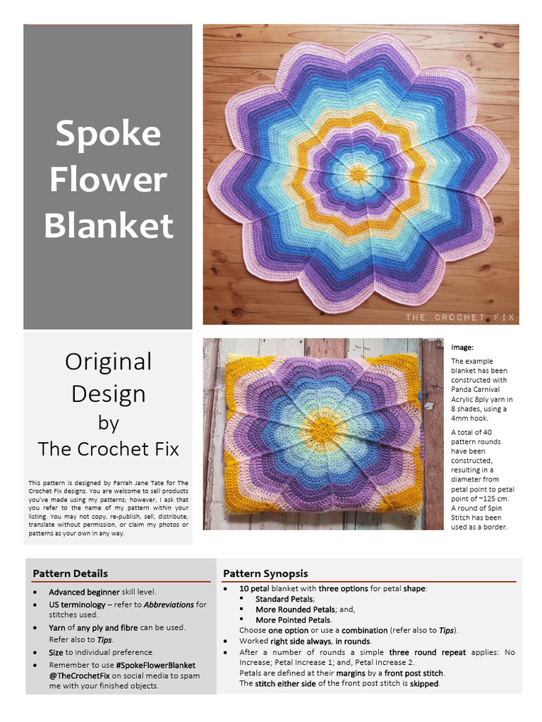 The Crochet Fix Pattern 008 v0.5 Spoke Flower Blanket Download Free PDF Crochet Direct