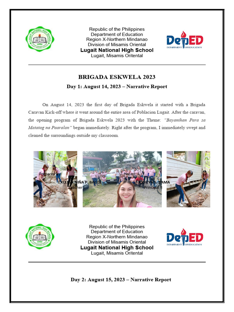 Brigada Eskwela 2023 Narrative Report | PDF