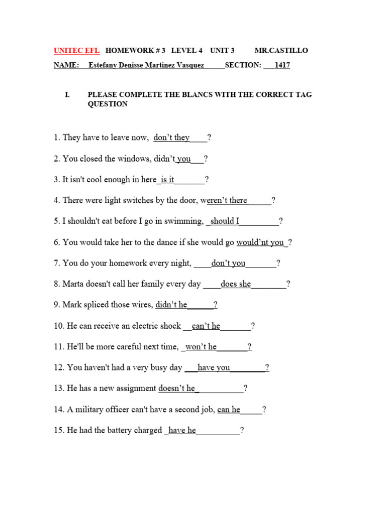 Homework # 3 Level 4 Unit 3.. | PDF