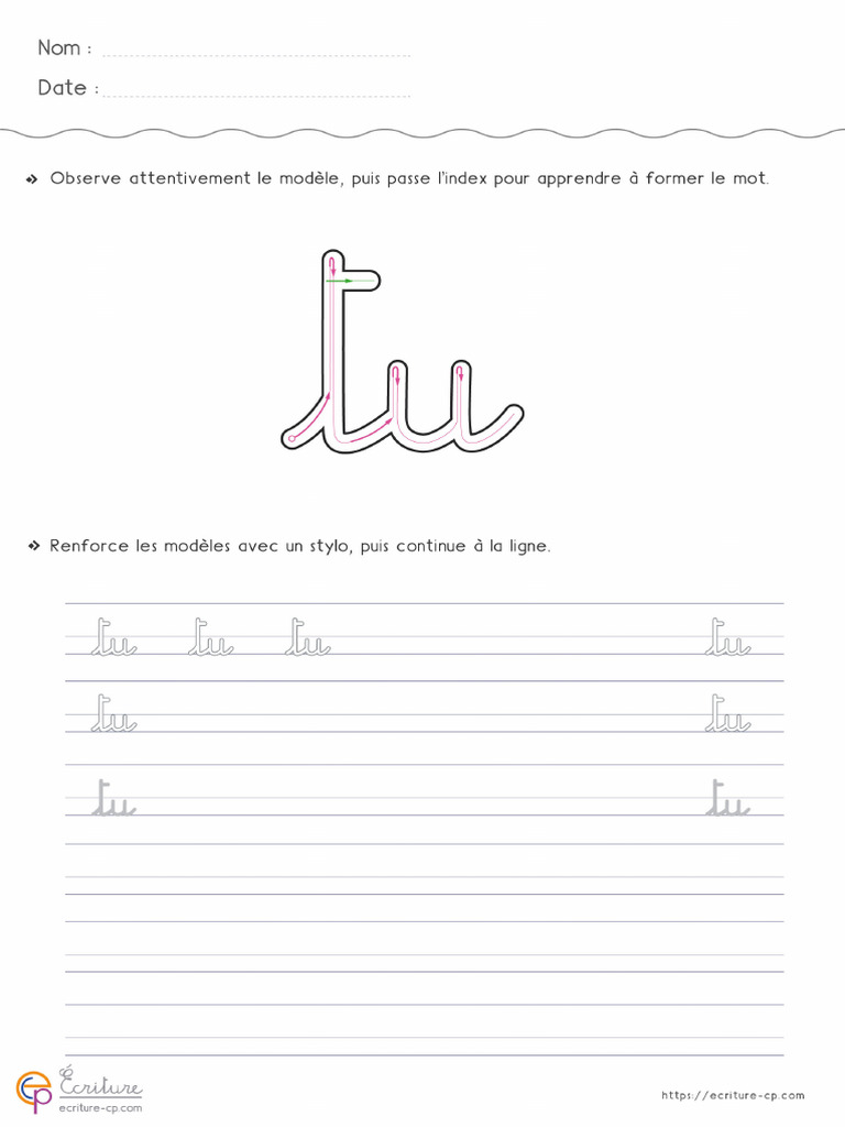6 Ecriture Cursive Maternelle Gs Copie Debut D Annee CP Tu | PDF