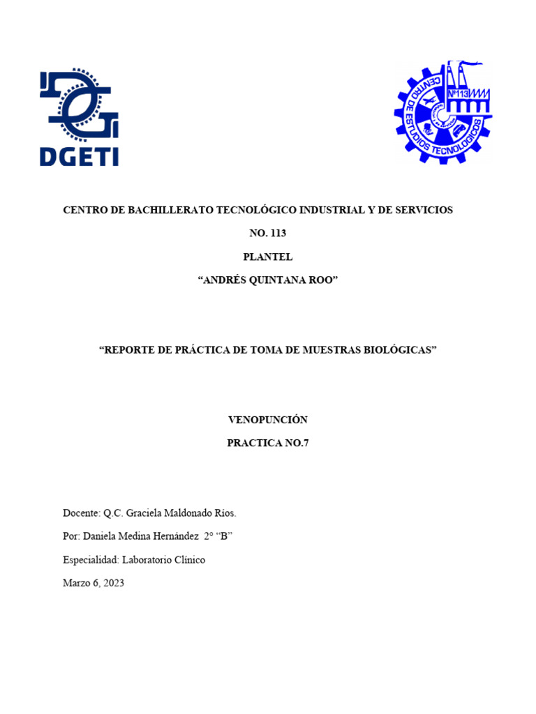 Práctica de Venopunción en Laboratorio | PDF | Tejido (biología) | Sangre