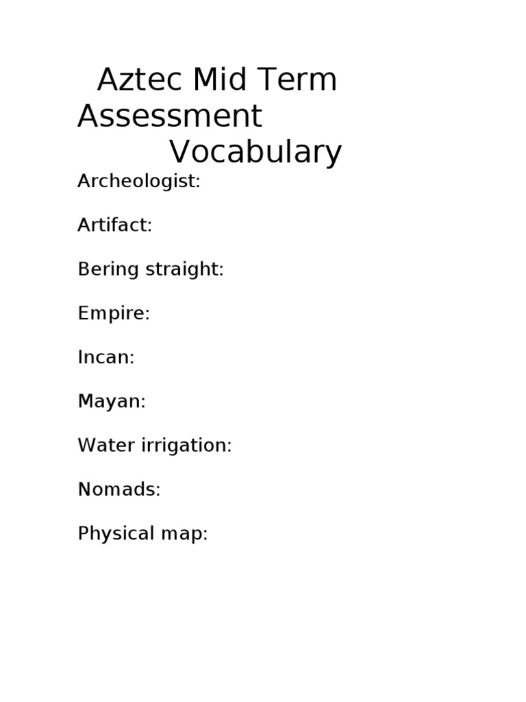 Aztec Mid Term Assessment | PDF