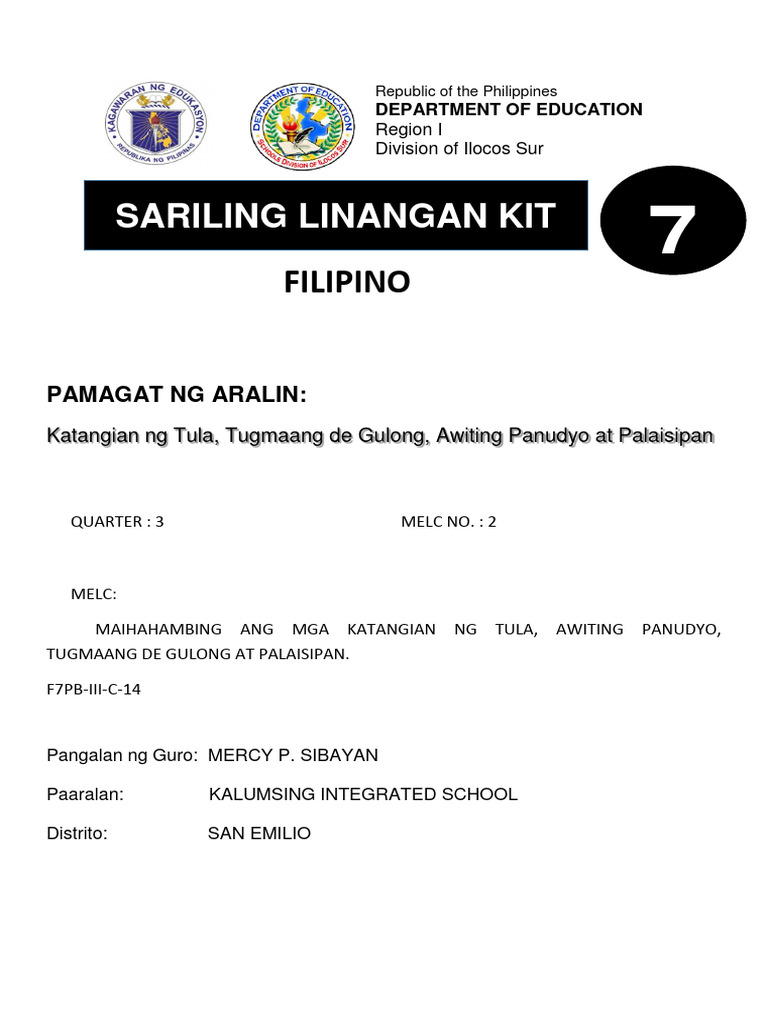 Filipino 7 (Melc2-Q3) | PDF