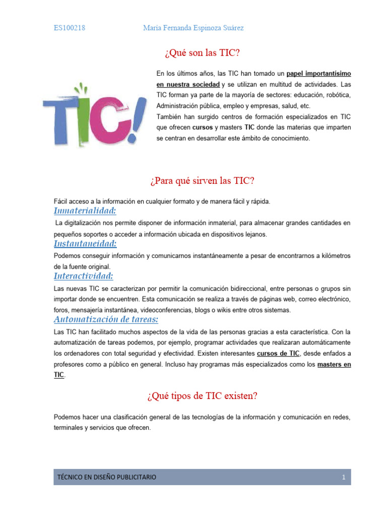 Inmaterialidad e Instantaneidad en TIC | PDF | Tecnología de ...